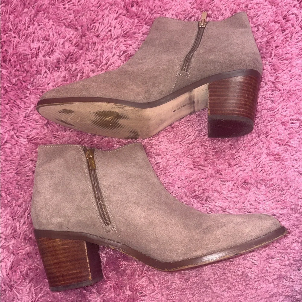 Lands End Suede Booties Taupe Brown Size 11